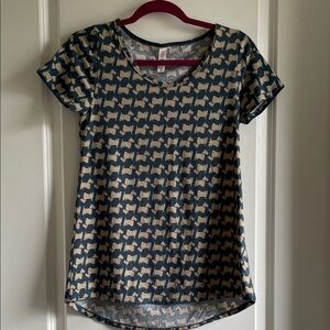 Scottie Dog Patterned Top Lularoe classic t-shirt size xxs- small